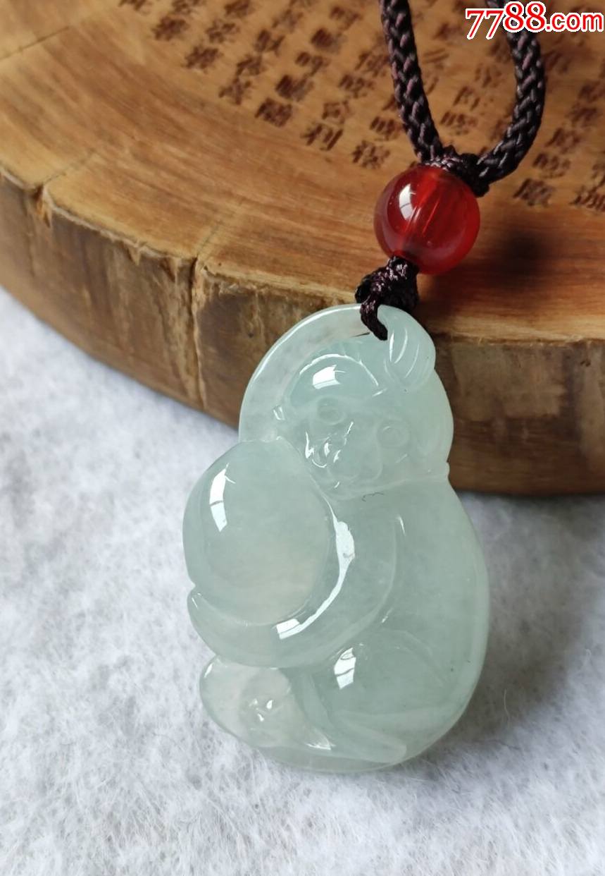 翡翠生肖猴,淡绿底,冰润起胶_价格150元_第1张_7788收藏__收藏热线