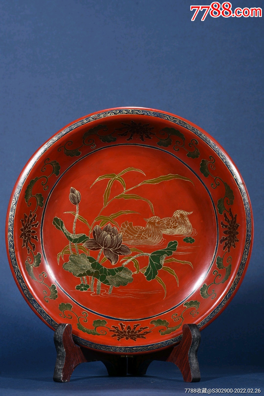 木胎漆器盘直径22x45重265克