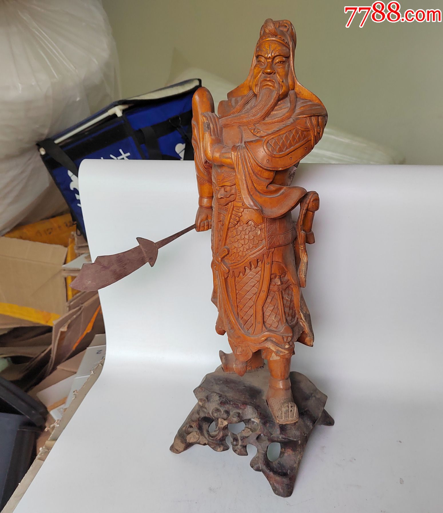 老木雕武财神关帝