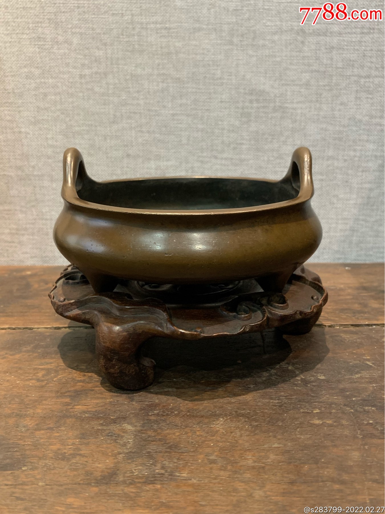 明宣德铜香炉老物件老铜香炉