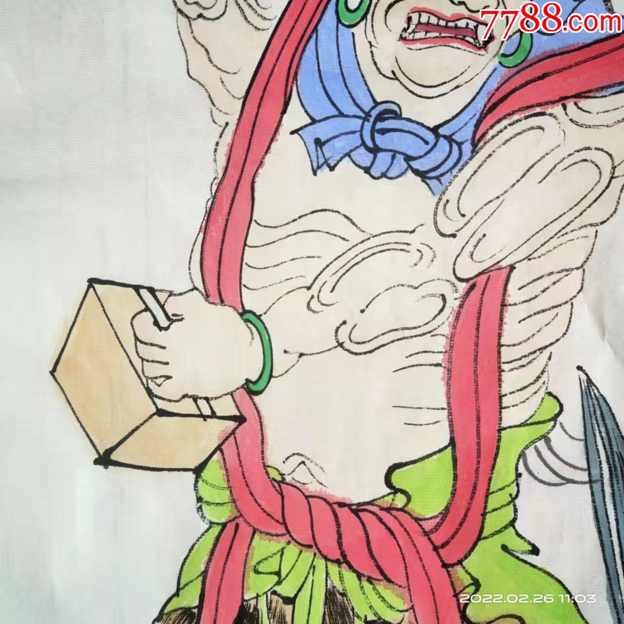长138宽68厘米手绘人物画国画魁星点斗魁星踢斗包邮