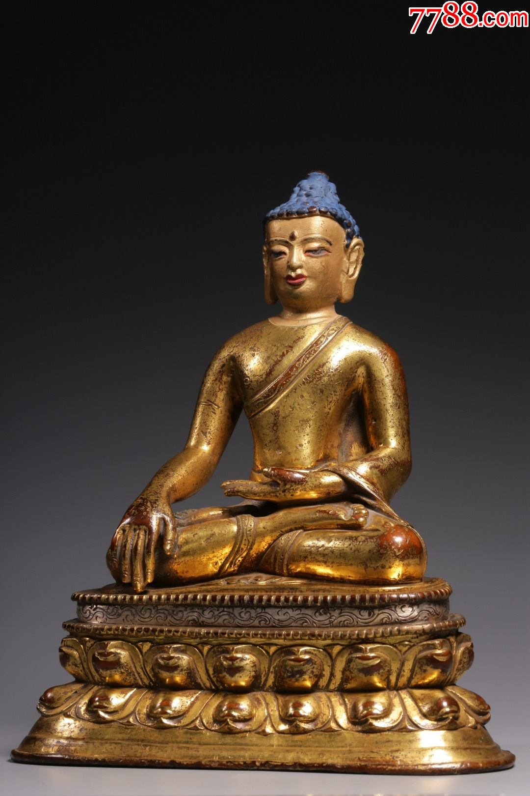铜鎏金释迦牟尼坐像_铜像/铜佛像_第1张_7788钱币网
