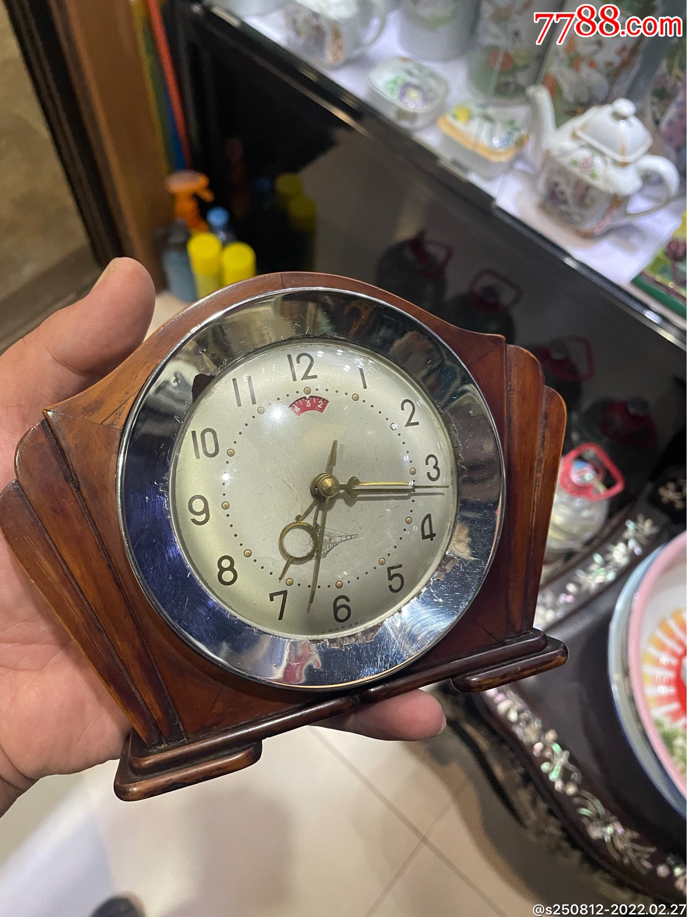 火车头牌黄花梨闹钟