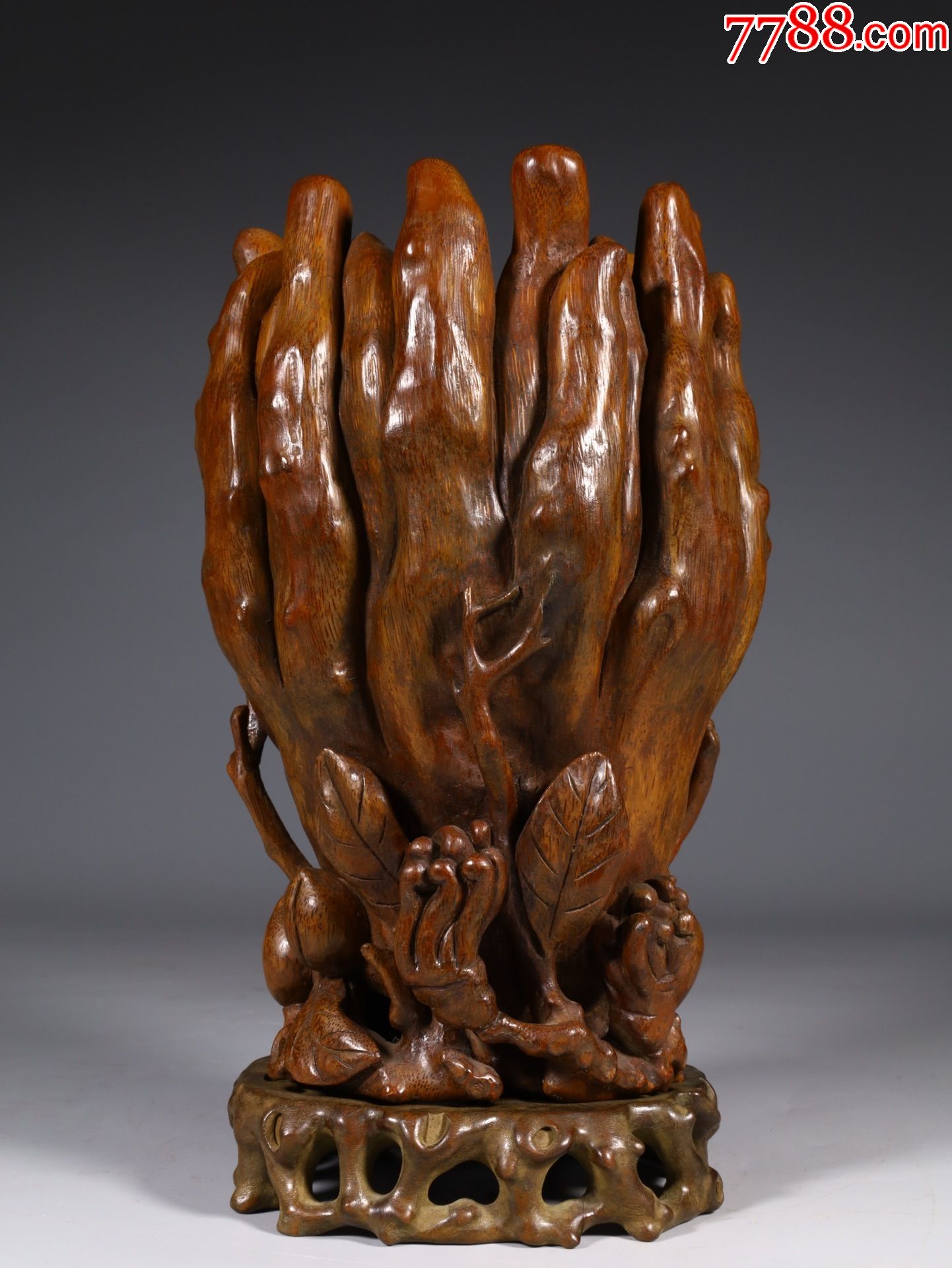 竹雕福寿三多水洗摆件a84s45f