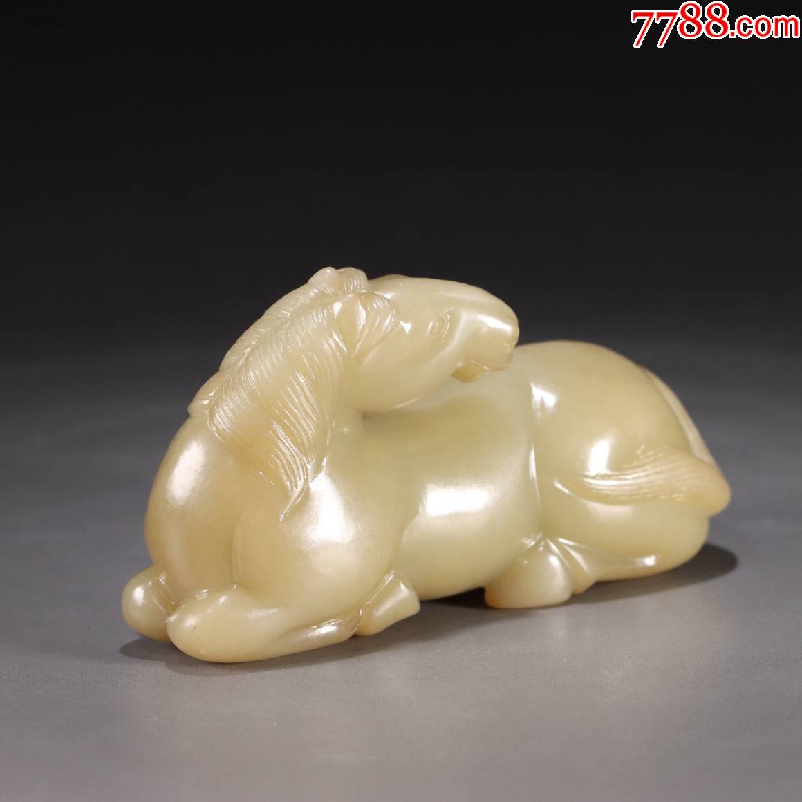 和田玉卧马摆件a84s50f