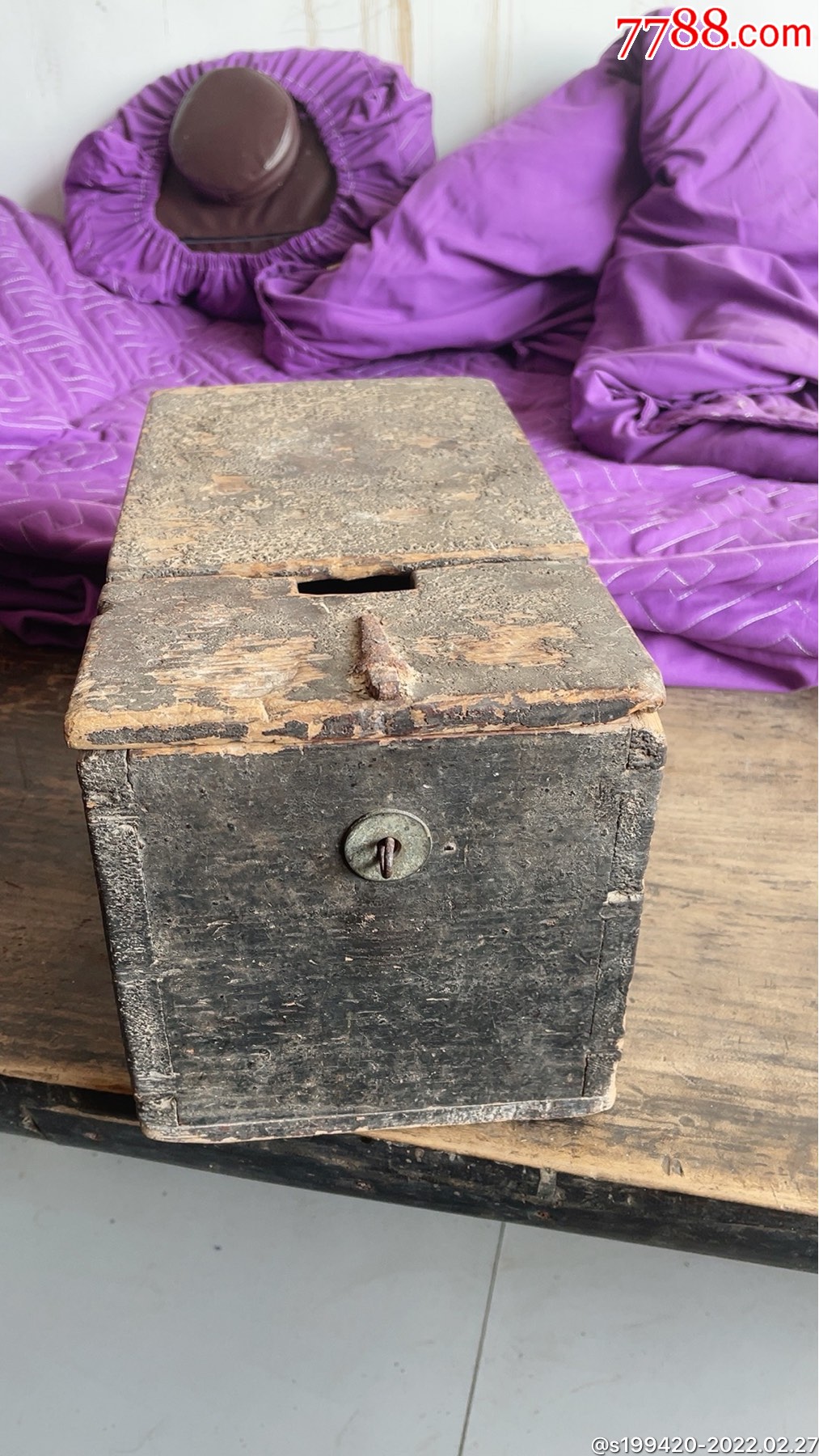 清代做生意用的榆木钱箱原汁原味长35宽18高19展馆收藏摆设