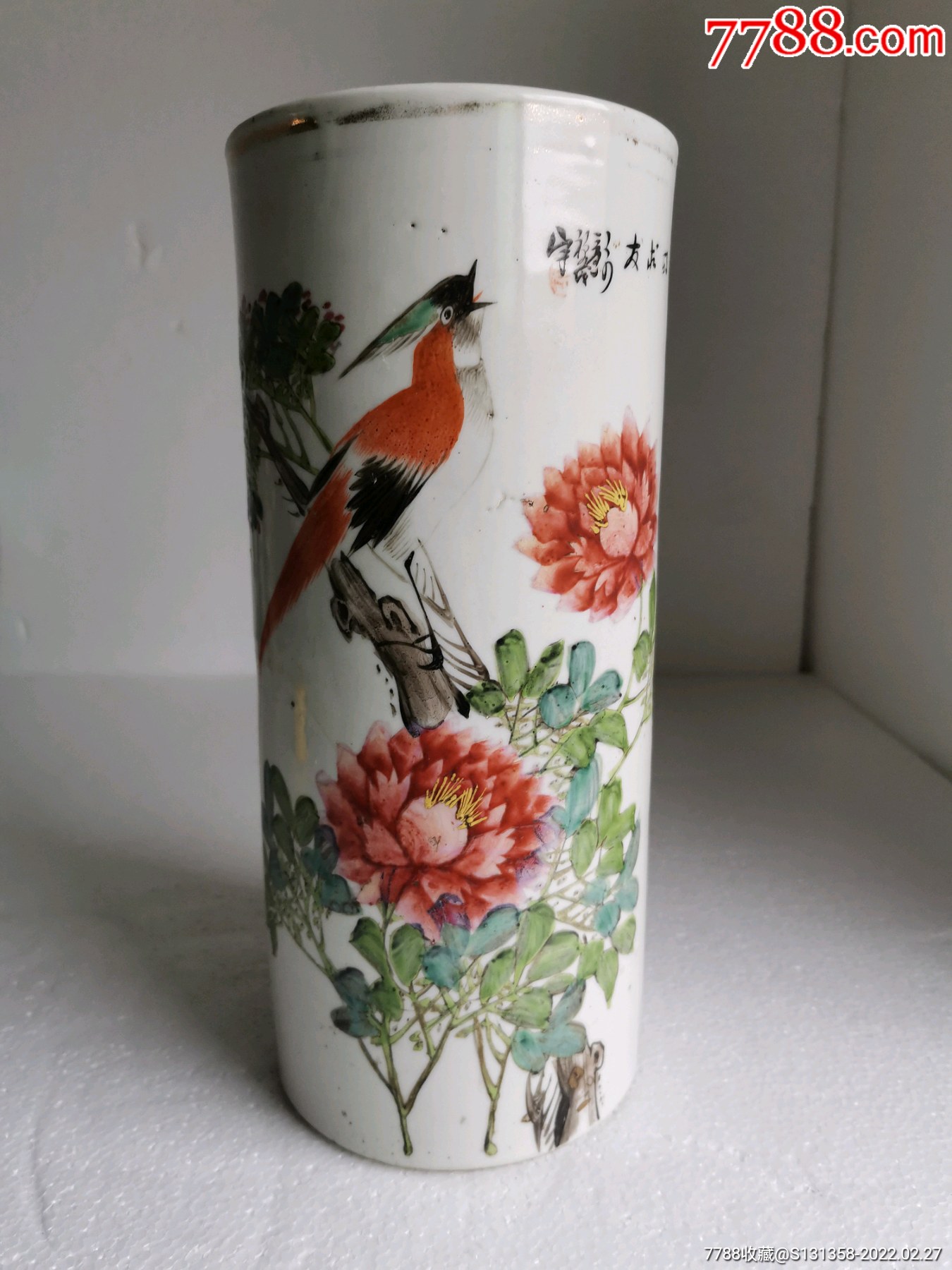 清末粉彩花鸟帽筒_彩绘瓷/彩瓷_青花瓷迷【7788收藏__收藏热线】