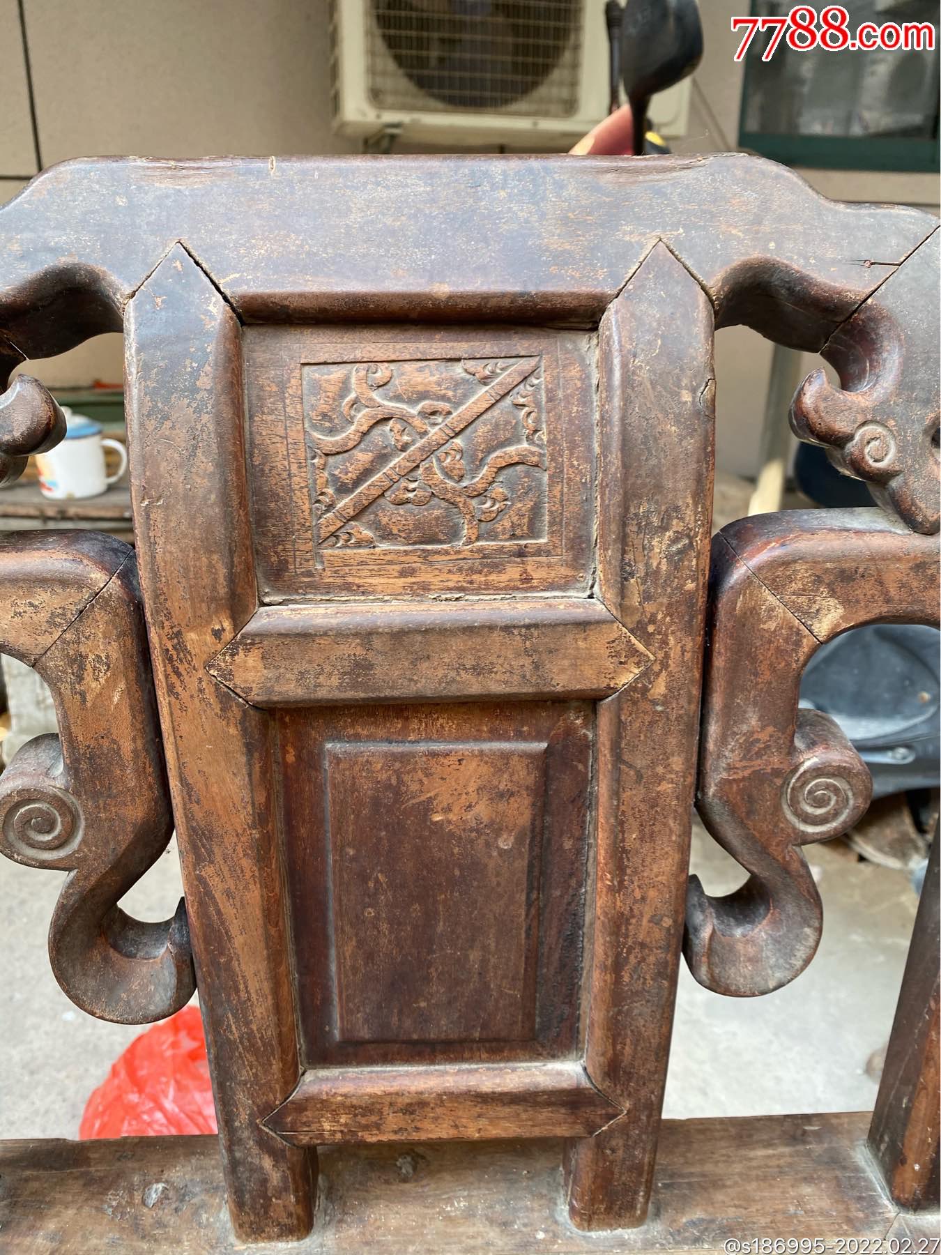 晚清民国时期柏木靠背椅-价格:299元-se85598300-木椅/凳-零售-7788