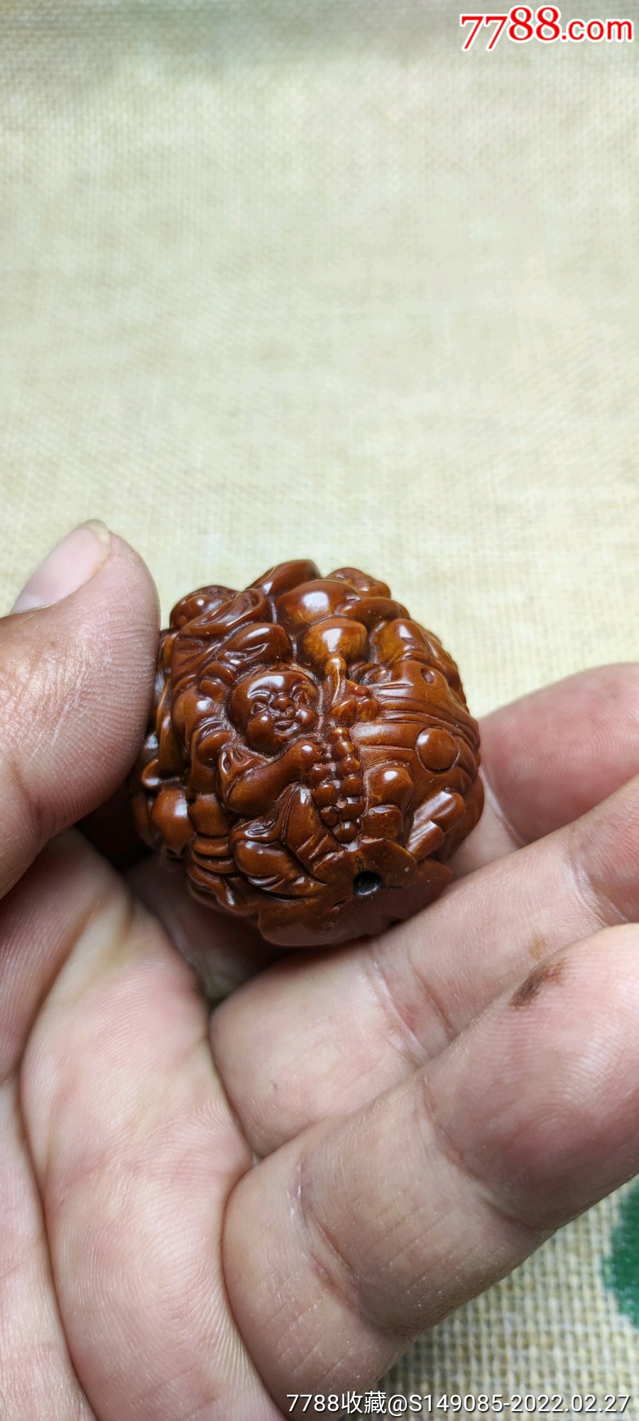 旧藏橄榄核雕财神_橄榄核雕_图片价格_收藏鉴定_7788钱币网