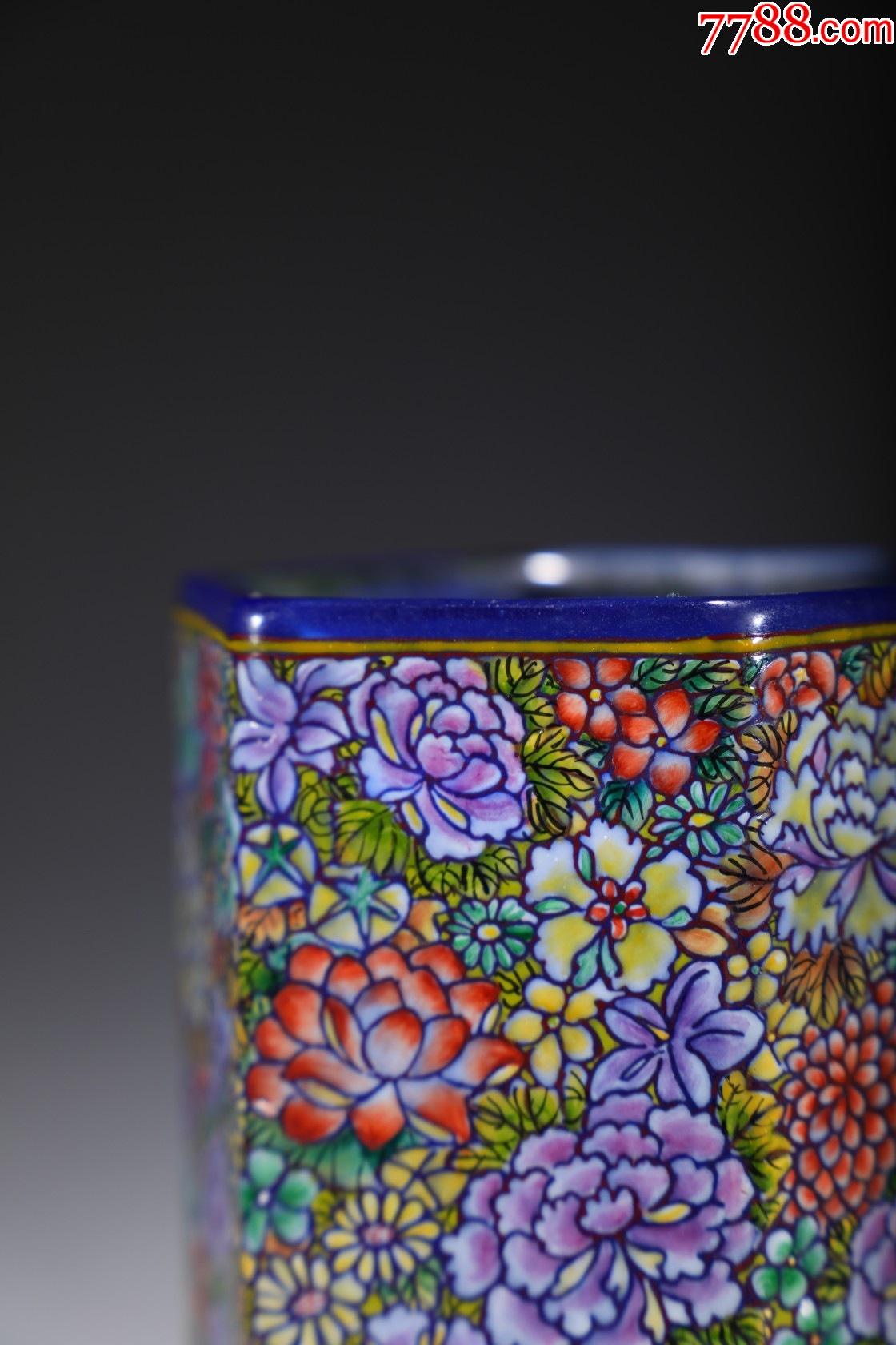 清琉璃花卉纹笔筒-价格:2800元-se85599862-彩绘瓷/彩瓷-零售-7788