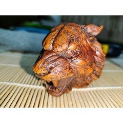 老料小叶黄杨木雕狼头寓意智慧机灵团结实木手把件摆件