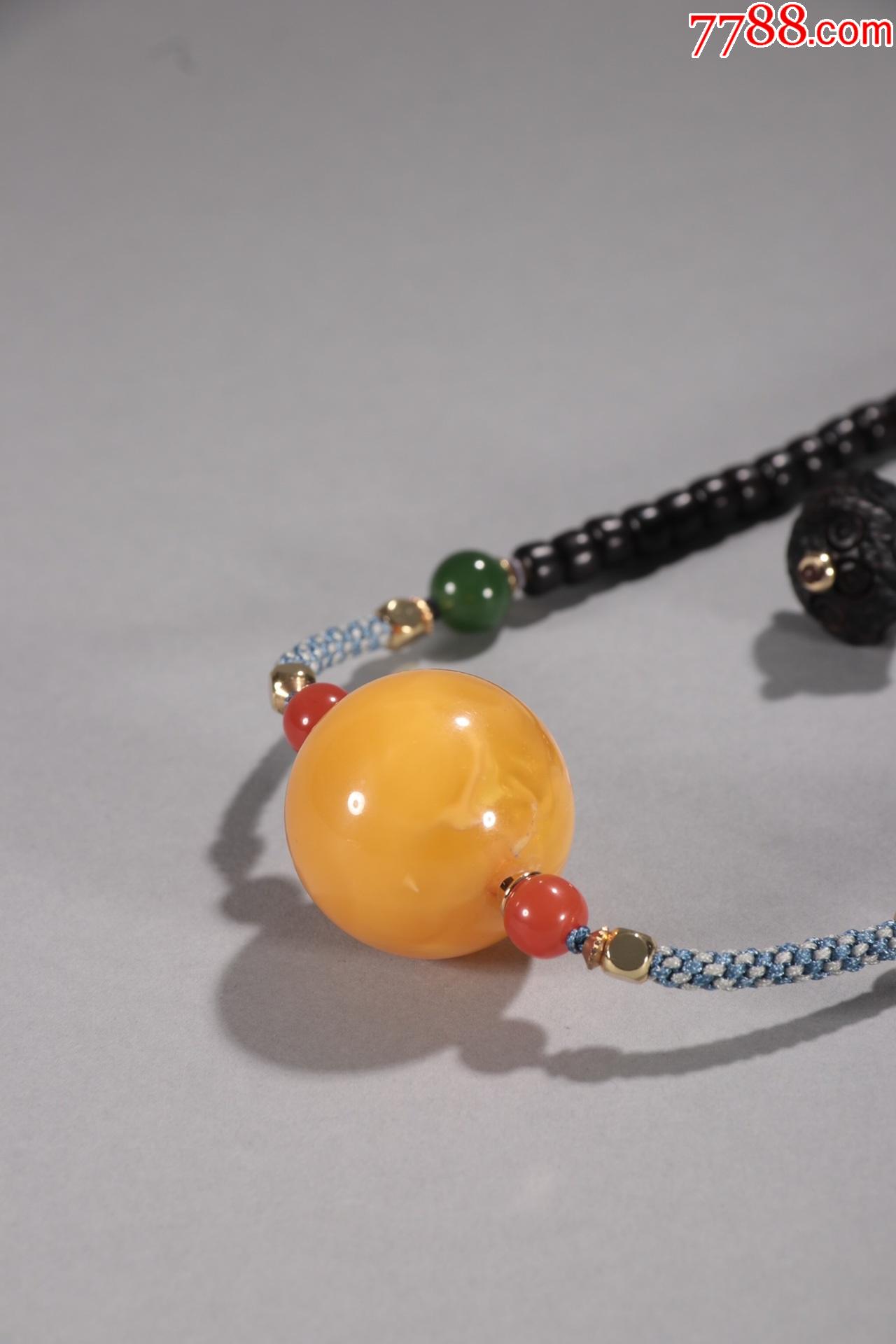 天然老蜜蜡圆珠项链