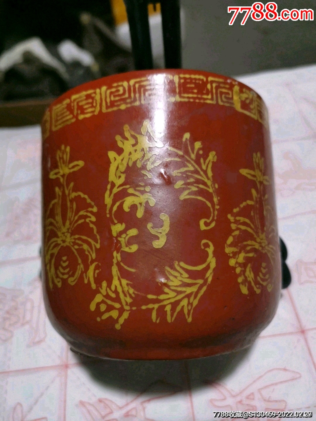 民国红釉金玉满堂香炉