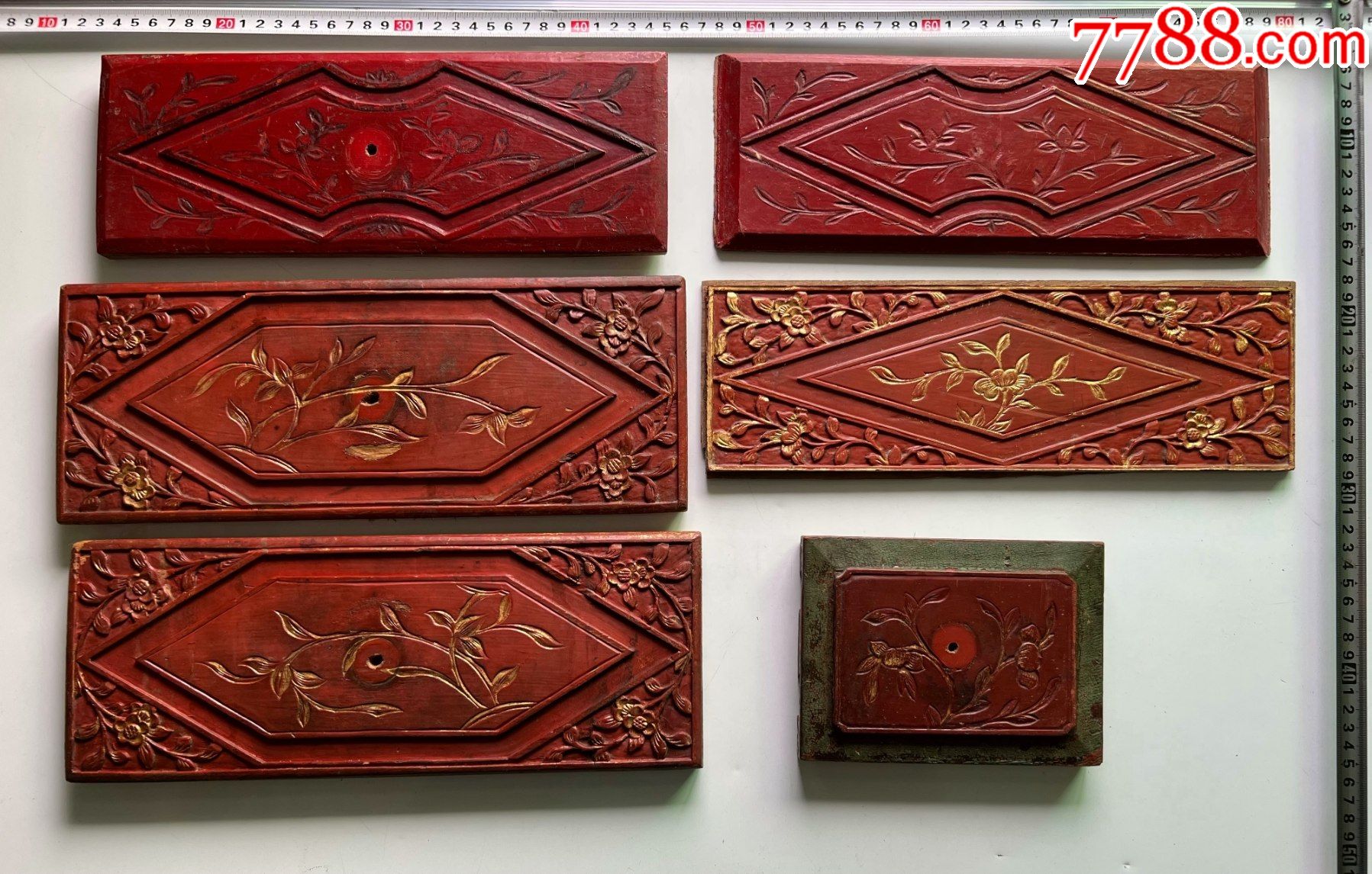 精品木雕民国楠木大漆浮雕抽屉面板6个md608
