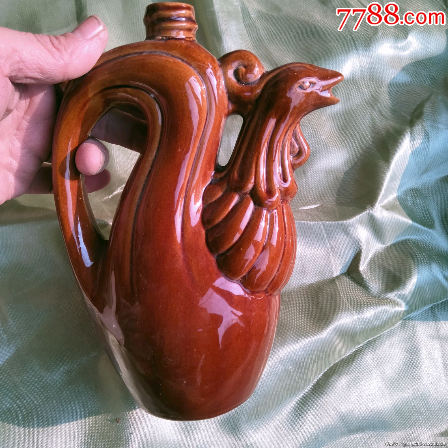 早期酒瓶醤釉鸡首壶少见瓶非常精美品相完美