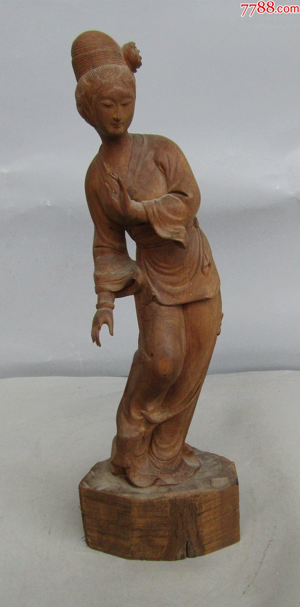 六,七十年代木雕女摆件_木佛像/人像_第1张_7788砚台收藏