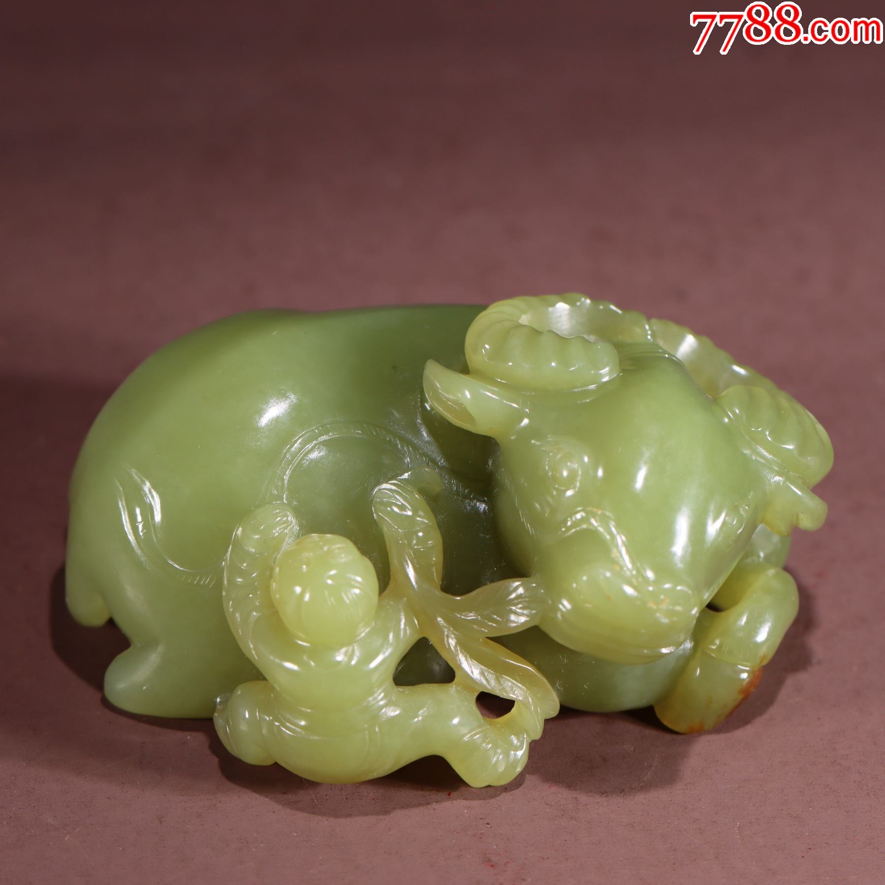 和田玉黄玉童子牧牛把件