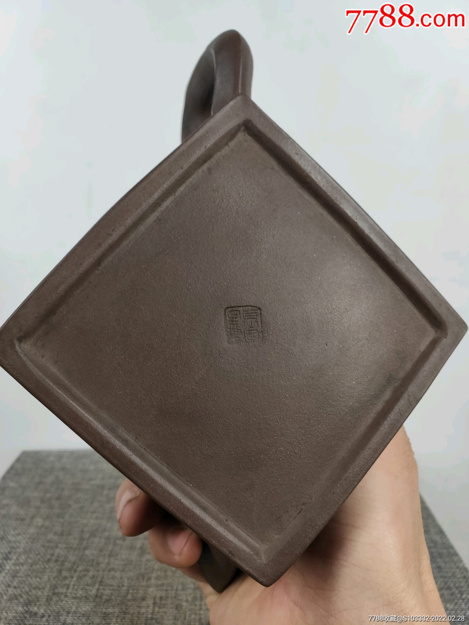 民间收到民藏清代陈光明制四方老紫砂壶一把出水流畅断水利落包浆醇