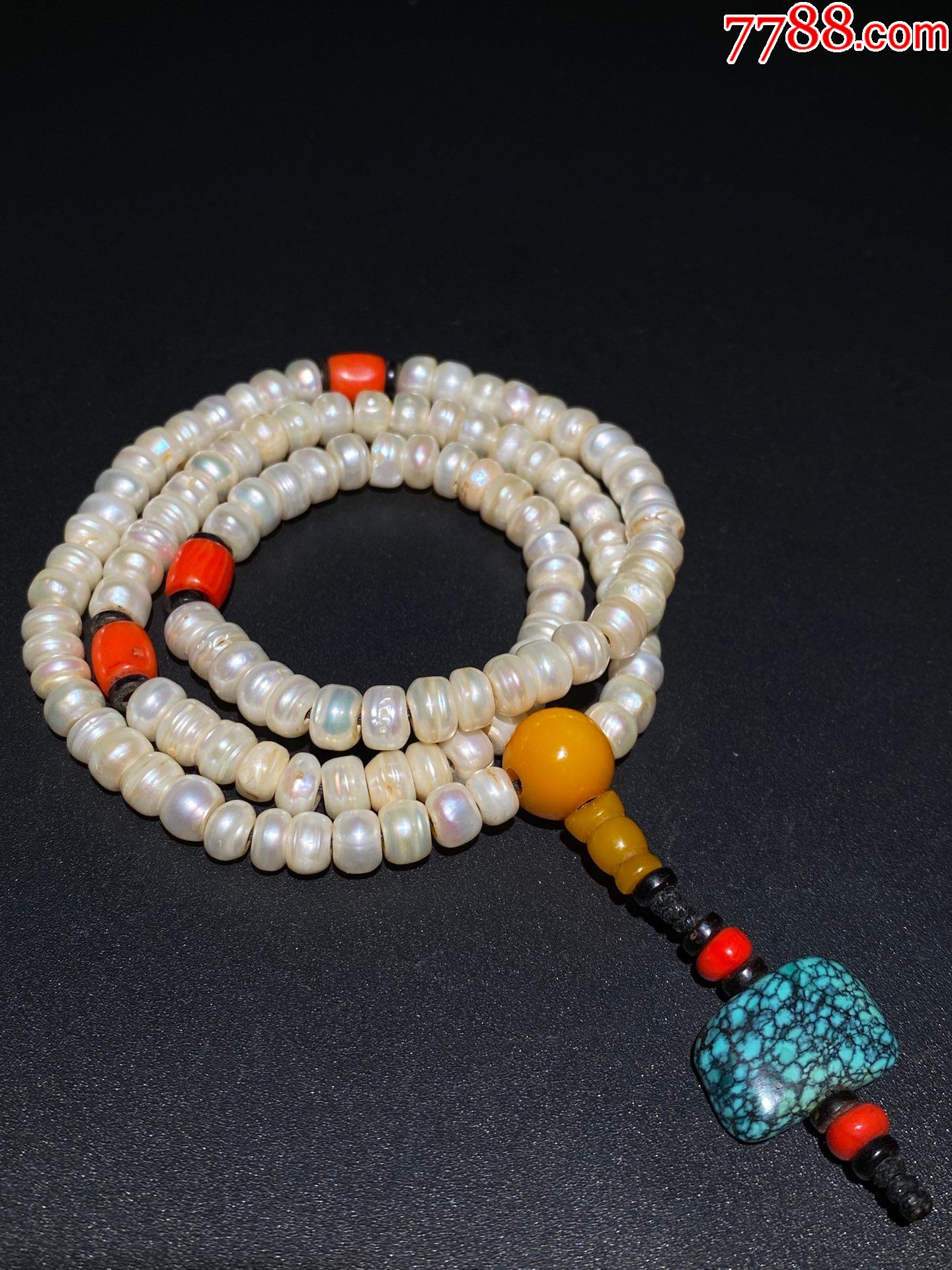 藏传清代:爆老老珍珠108颗念珠_其他手串/佛珠_结缘收藏多宝阁【7788