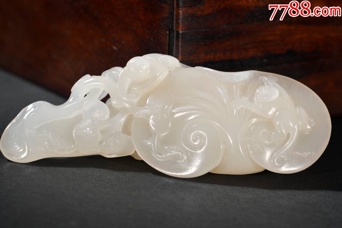 和田玉灵芝如意摆件