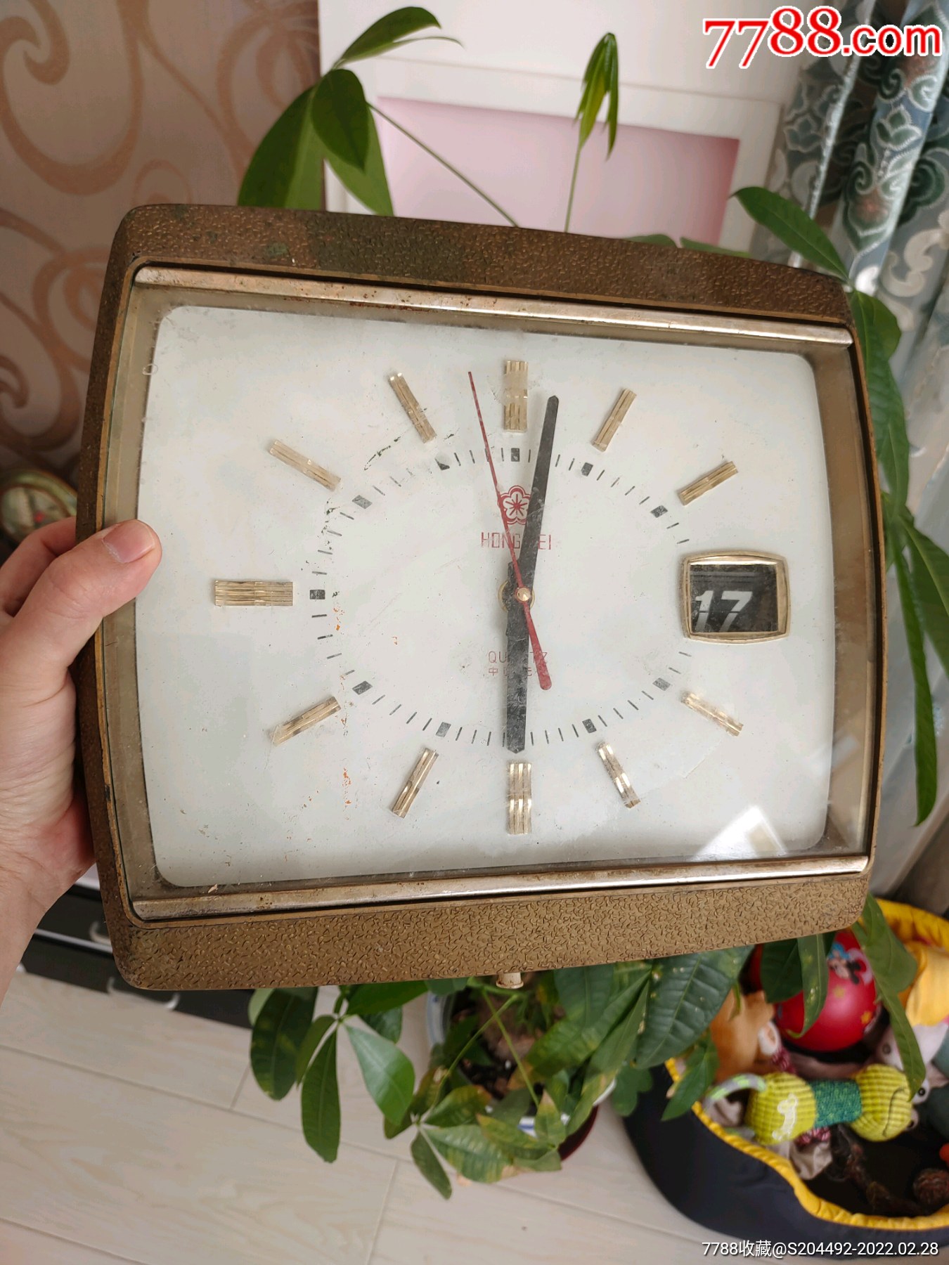 老挂钟挂表中国无锡红梅牌80年代出品还能走动老物件不对功能负责尺寸