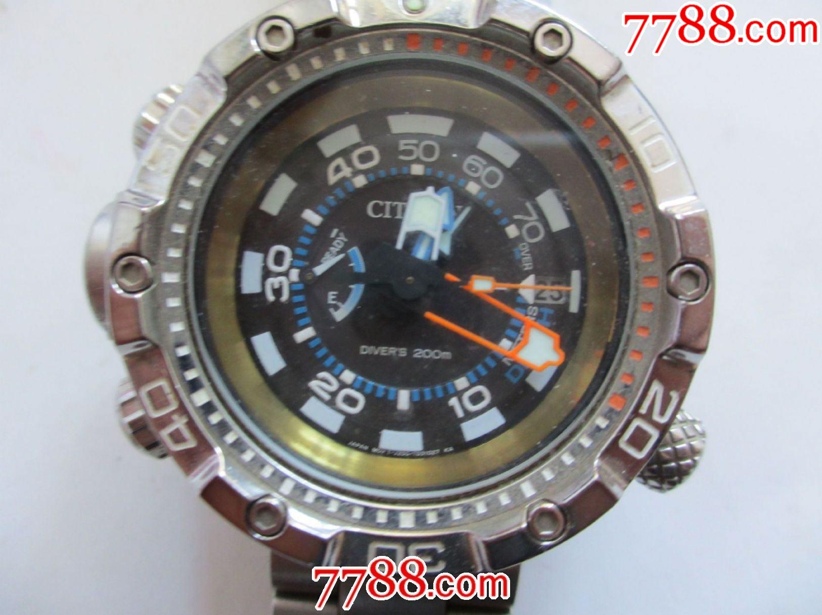 全网唯一非常罕见日本原装光能动200m潜水强夜光西铁城男士腕表5