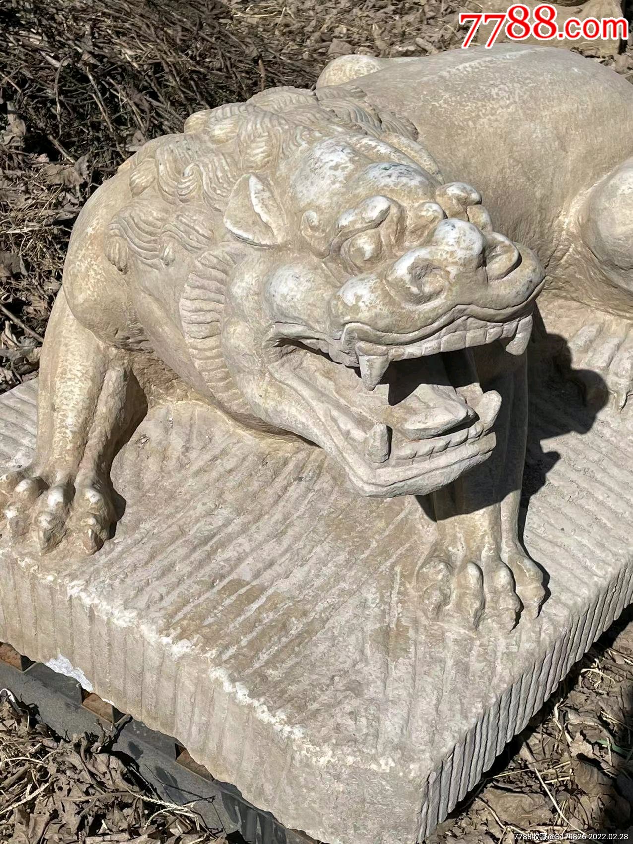 卧狮瑞兽趴兽汉白玉尺寸长118米宽75高63体态饱