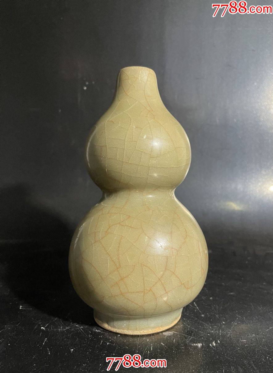 龙泉青瓷开片葫芦大吉瓶