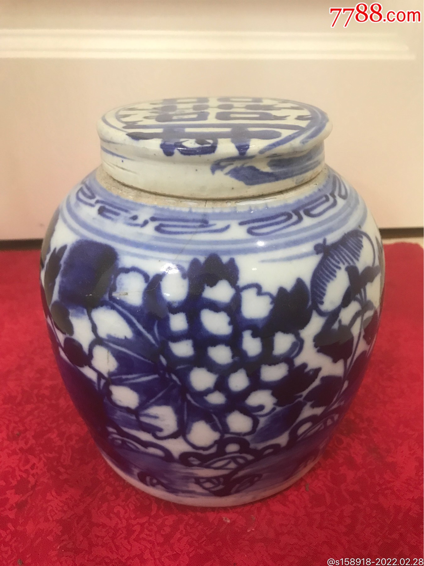 清代原装原配青花盖罐