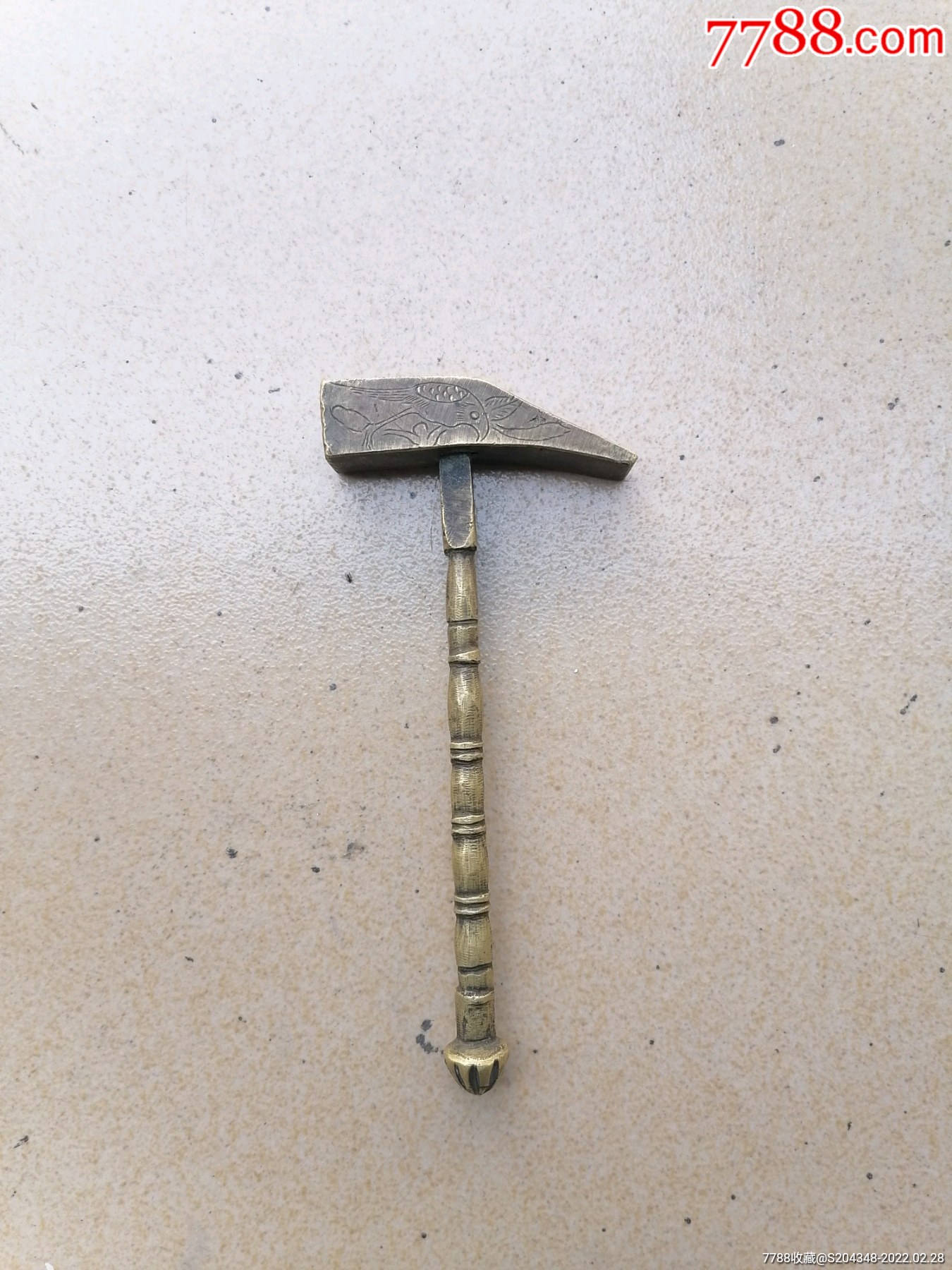 清代精美铜质錾花绣女锤