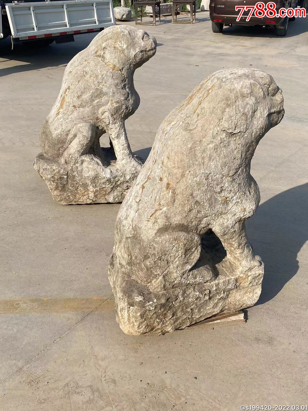 明代青石石虎一对保存完整造型美观威武霸气包浆老辣