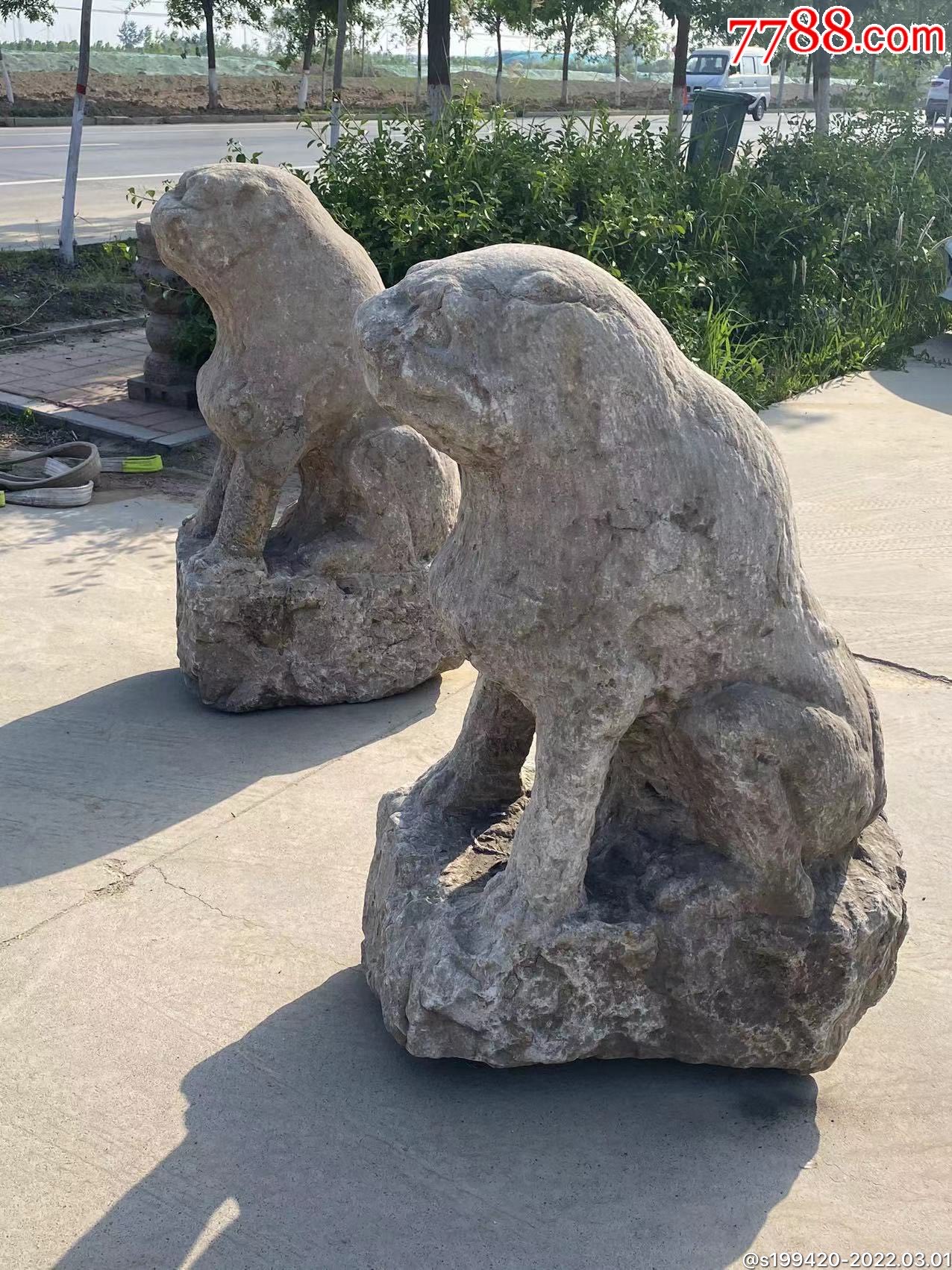 明代青石石虎一对保存完整造型美观威武霸气包浆老辣