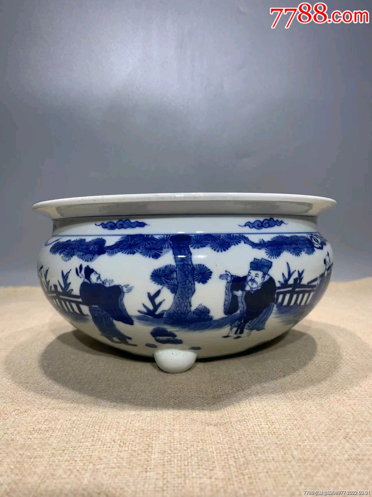 清代青花八仙人物香炉_青花瓷_老鹿收藏【7788收藏__收藏热线】