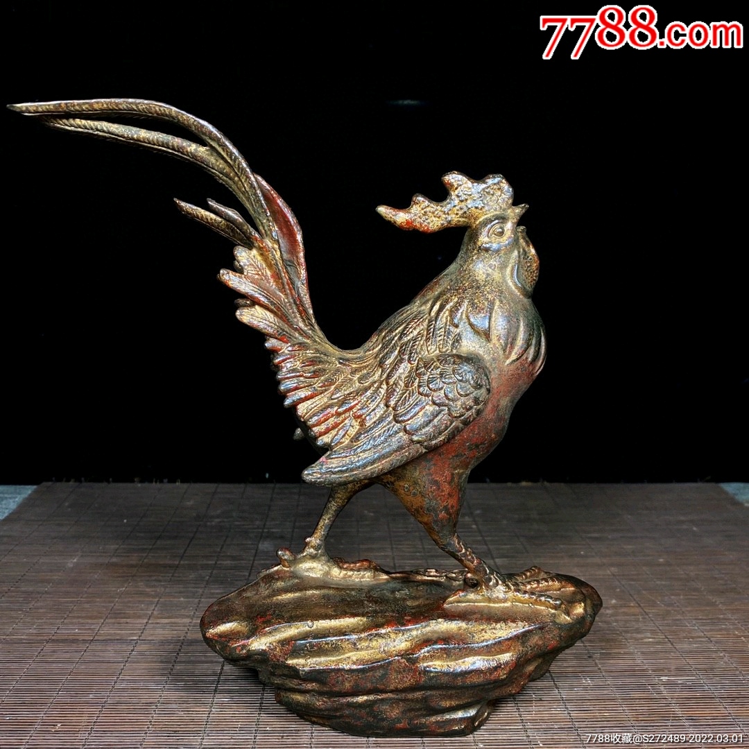铜金钱鸡摆件不议价