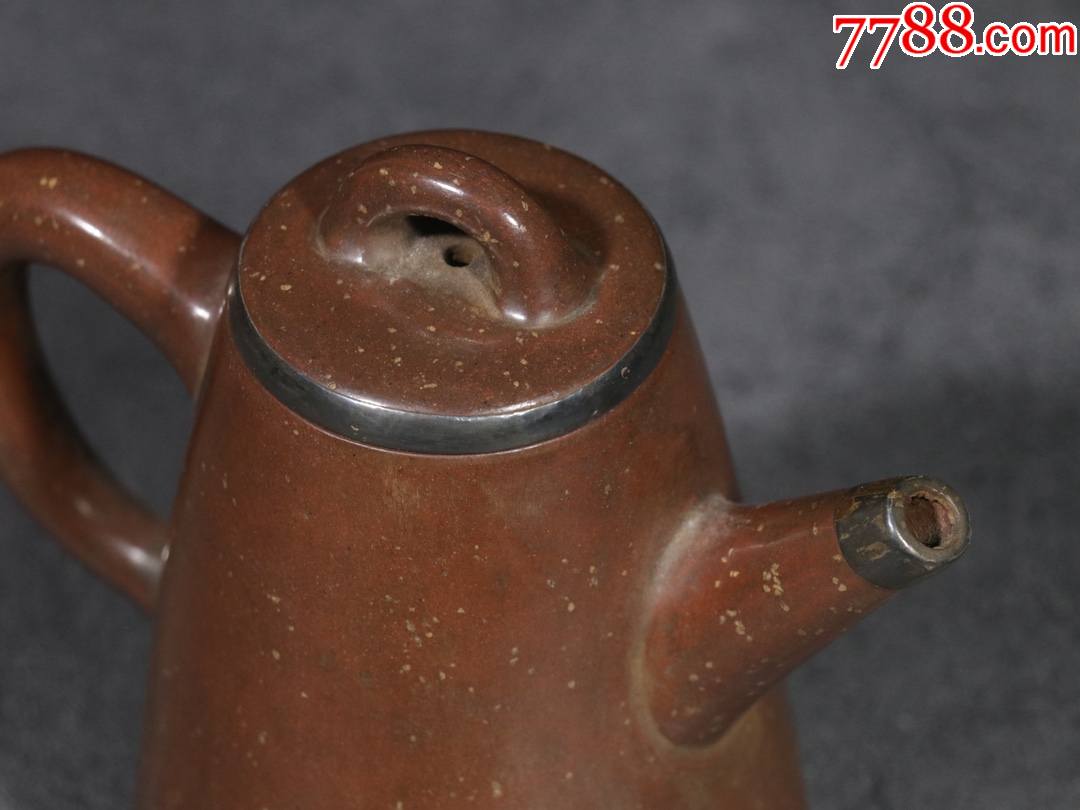 旧藏万宝款包银磨光素面紫砂壶