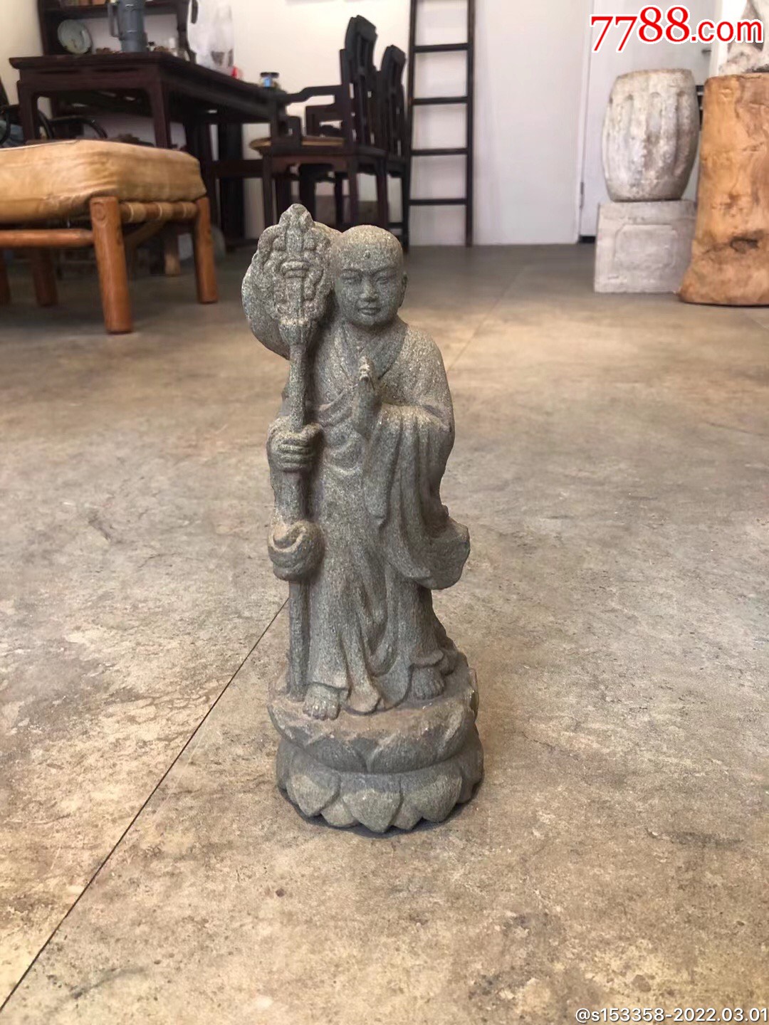 晚清民国时期【地藏·菩萨】摆件,_石狮/石雕塑_第1张_7788核雕收藏