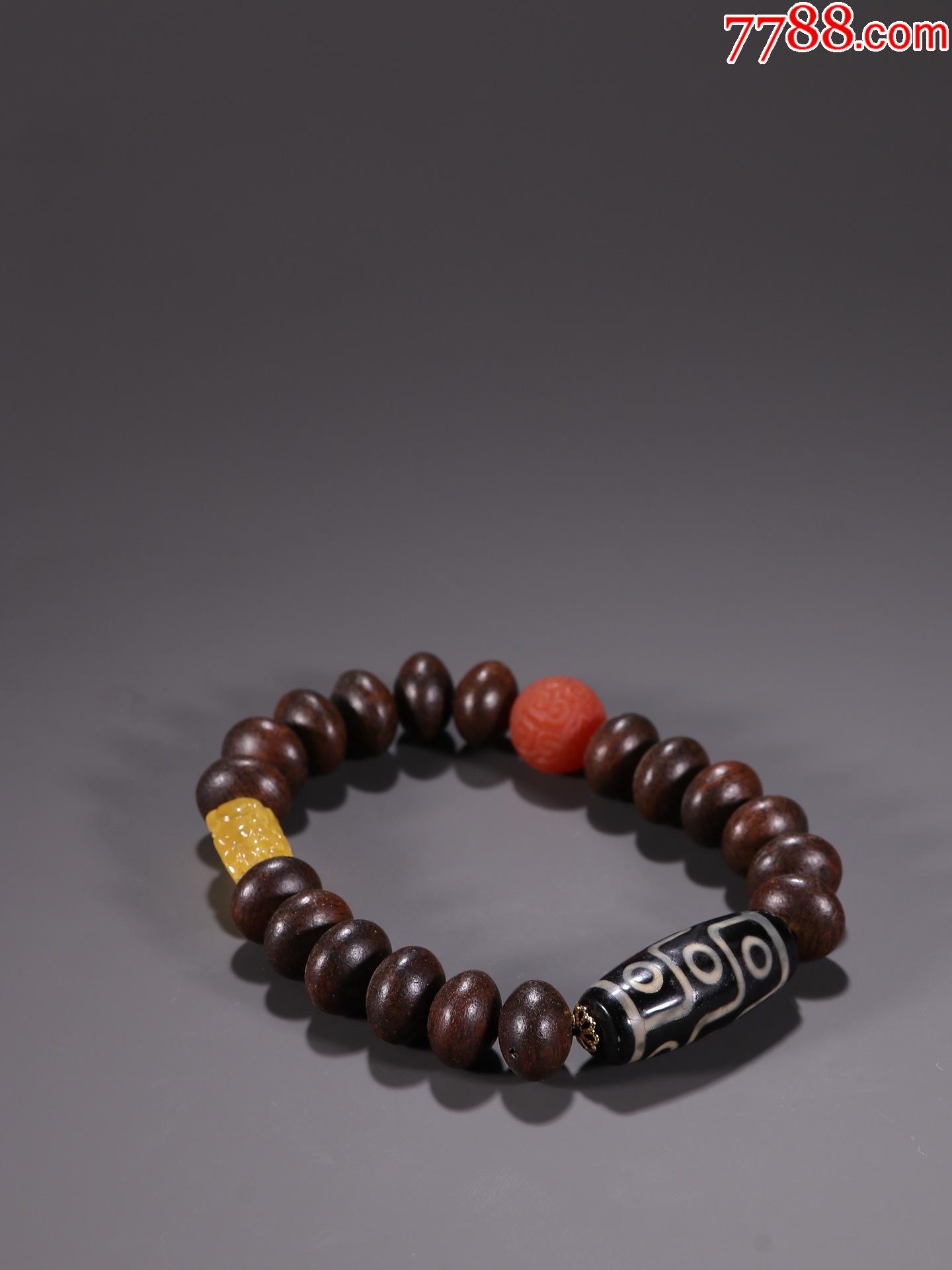 老沉香搭配九眼天珠手串