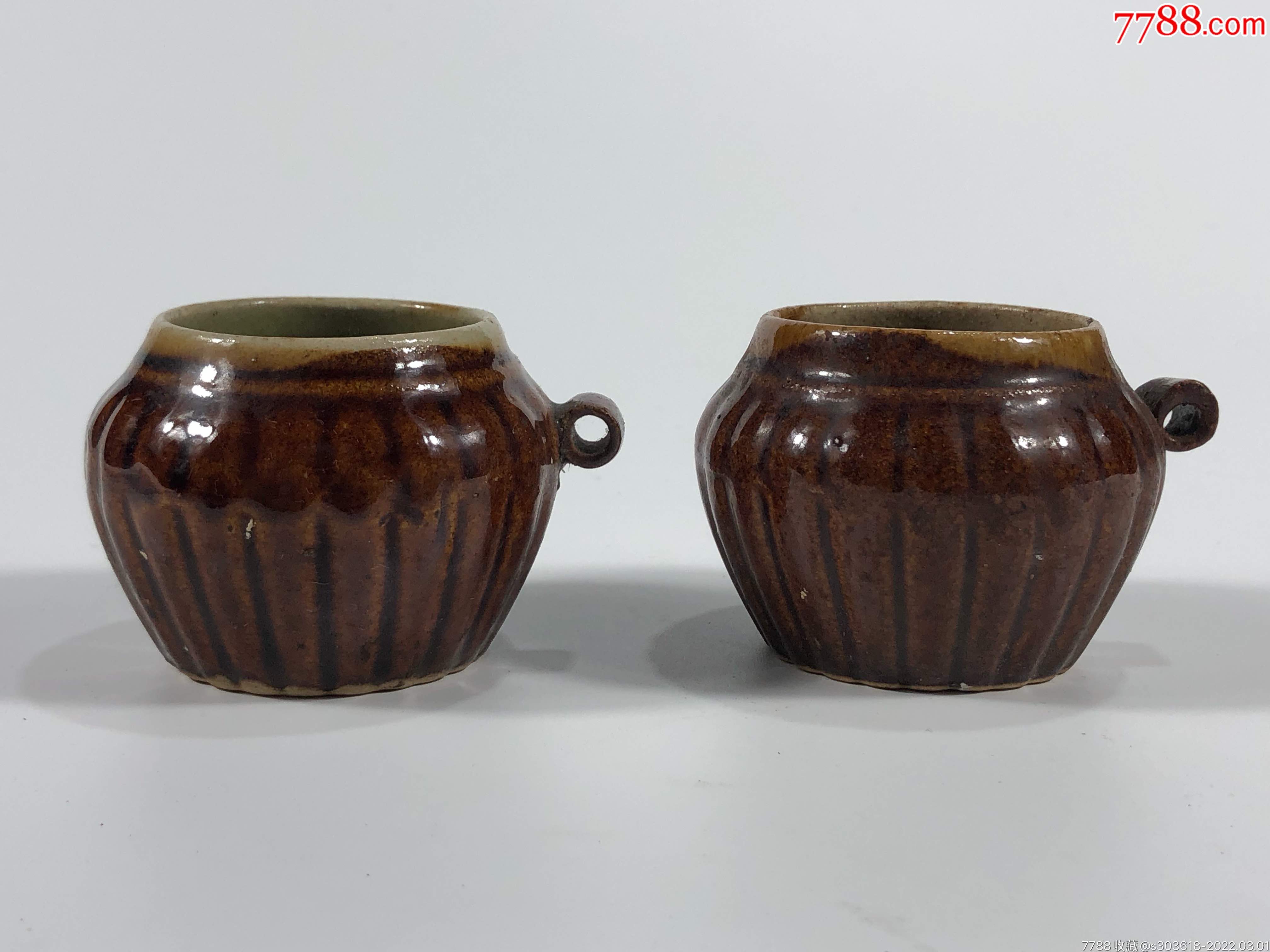 品名:七十年代双色釉鸟食罐一对-价格:58元-se85642035-酱釉瓷/紫金釉