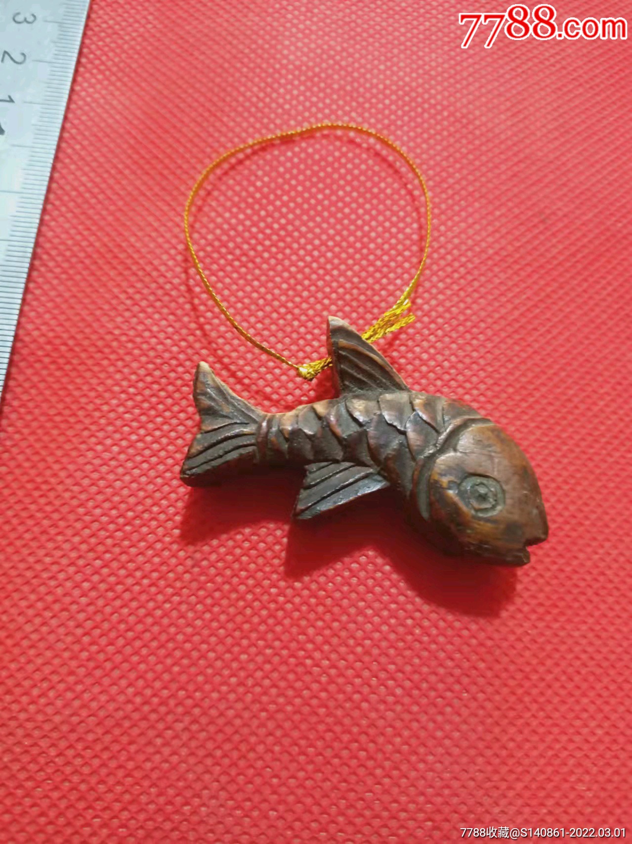 晚清手工木雕双鱼挂件成对55315cm