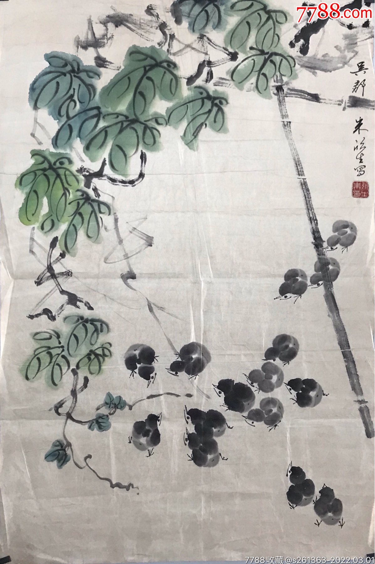 保真朱欣生花鸟