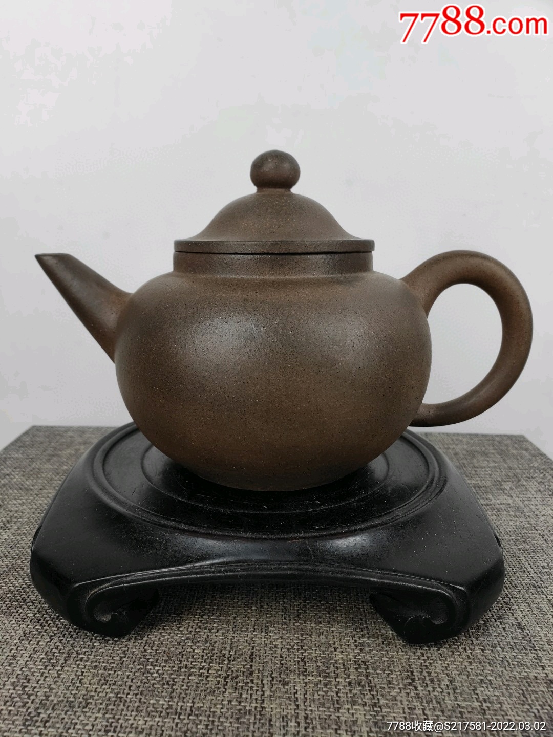 民间收到民藏月下香茗伴友泉刻字底款老紫砂壶一把包浆醇厚品相完整收