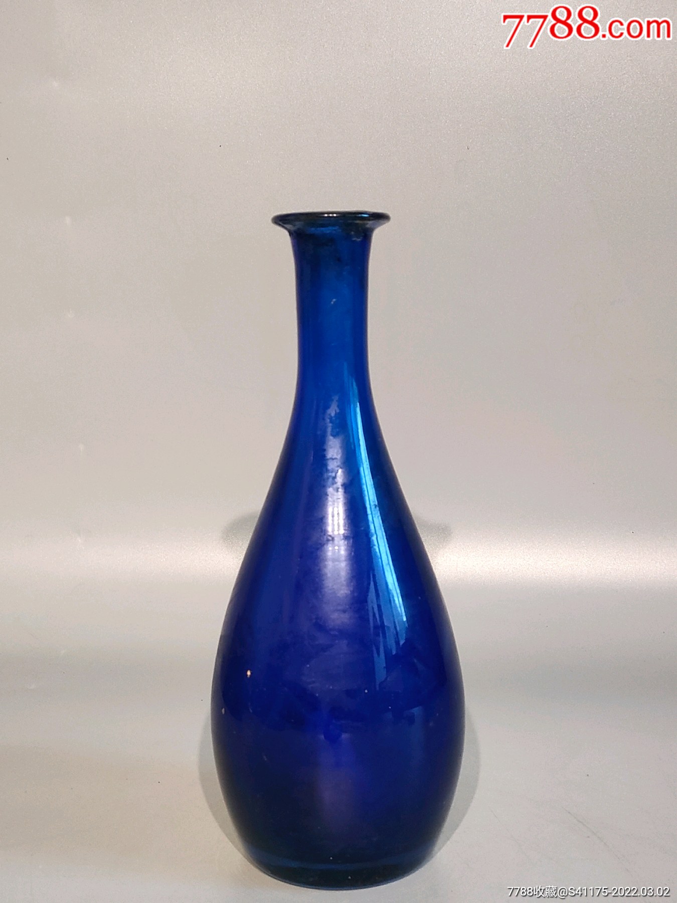 清代宝石蓝料器花瓶造型精美漂亮茶室会馆陈设插花佳器古韵十足