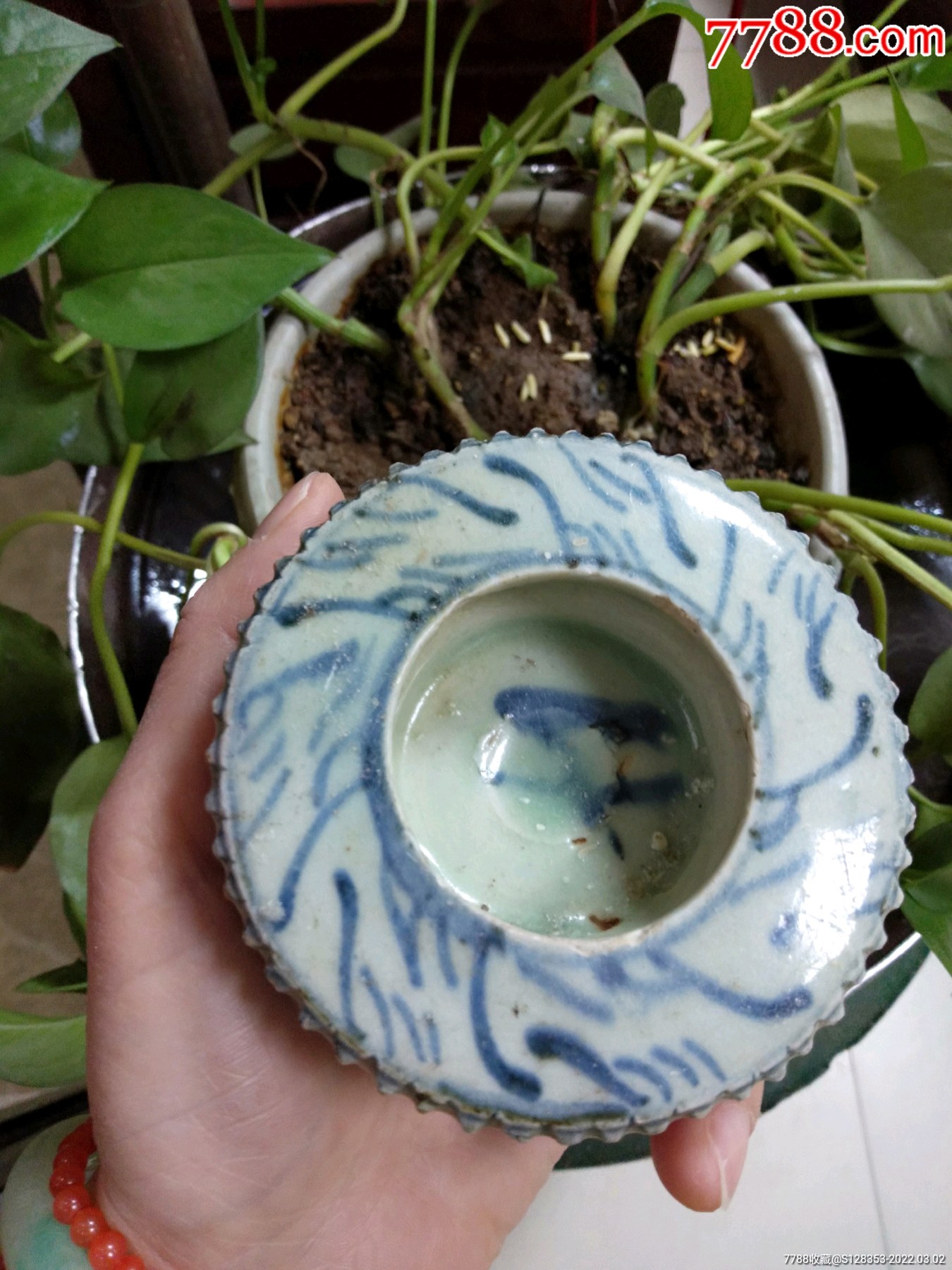 清代青花水浮司南瓷胎釉水品相好可做笔洗镇纸可藏用送礼终生包老包真