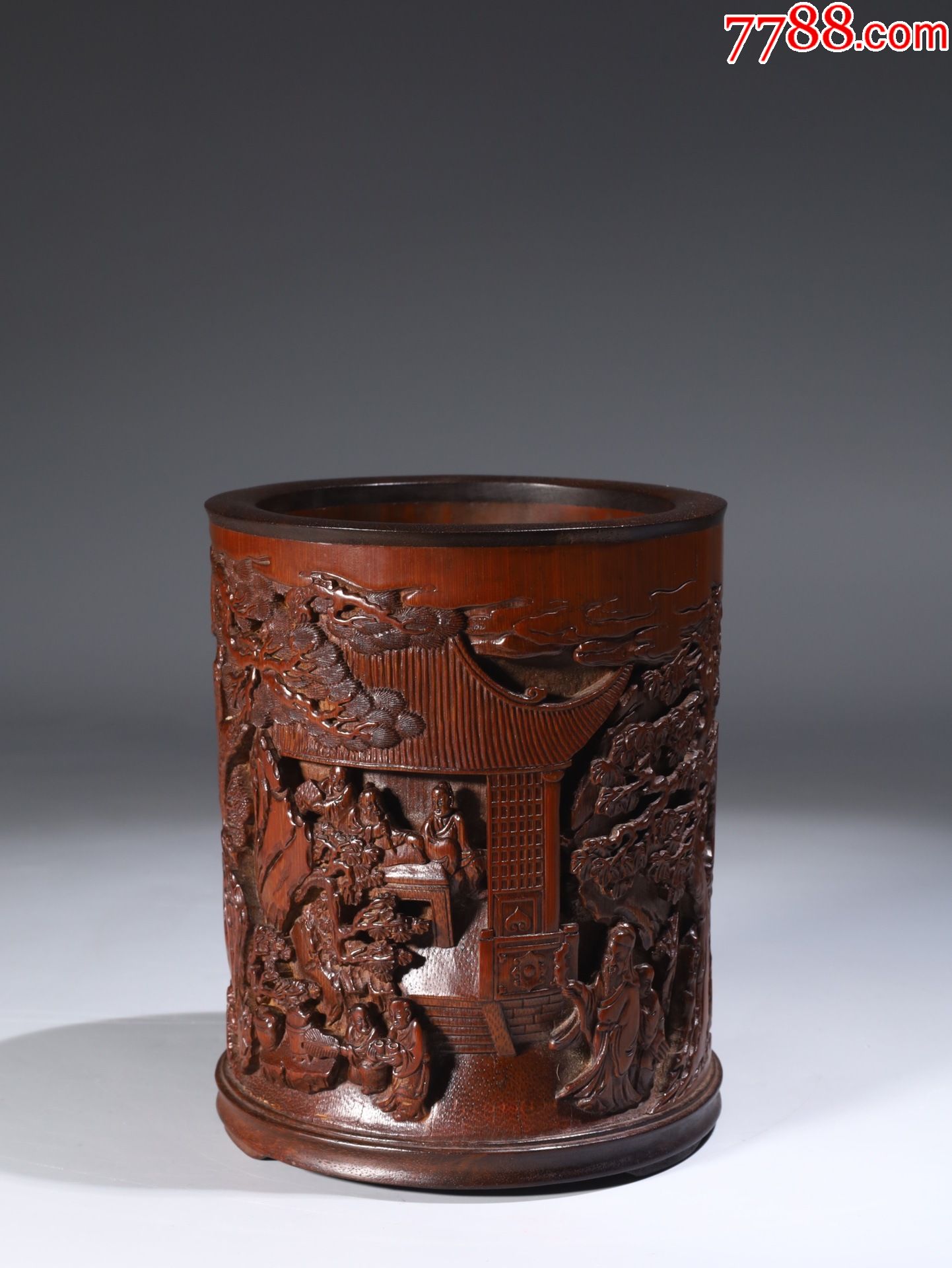 竹雕山水风景人物故事笔筒