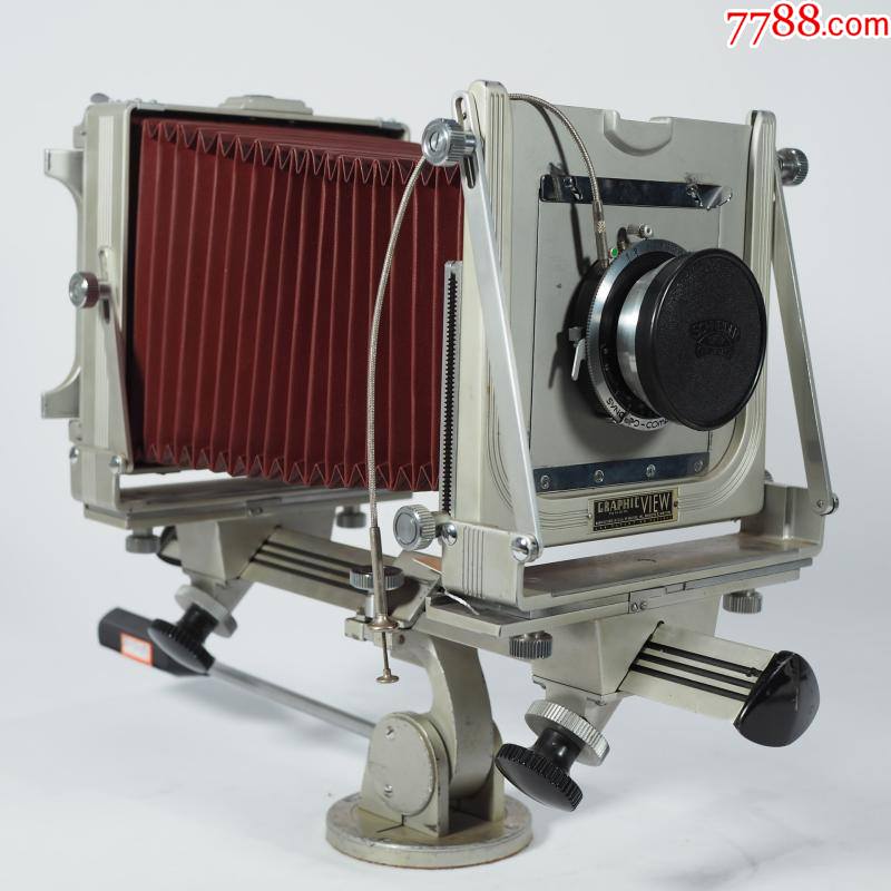 西洋古董美国格莱菲graflex新闻外拍机红皮腔相机三脚架快门工作