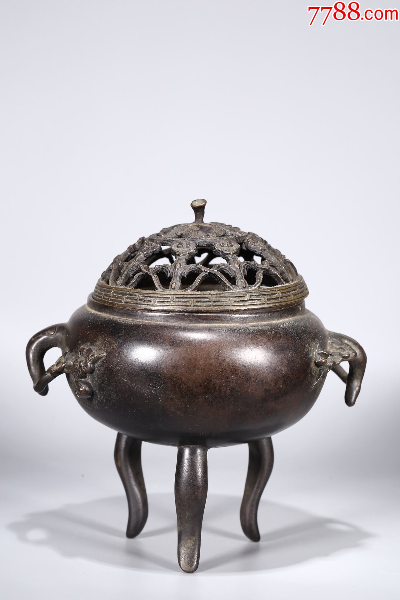 双梅花耳铜香薰炉