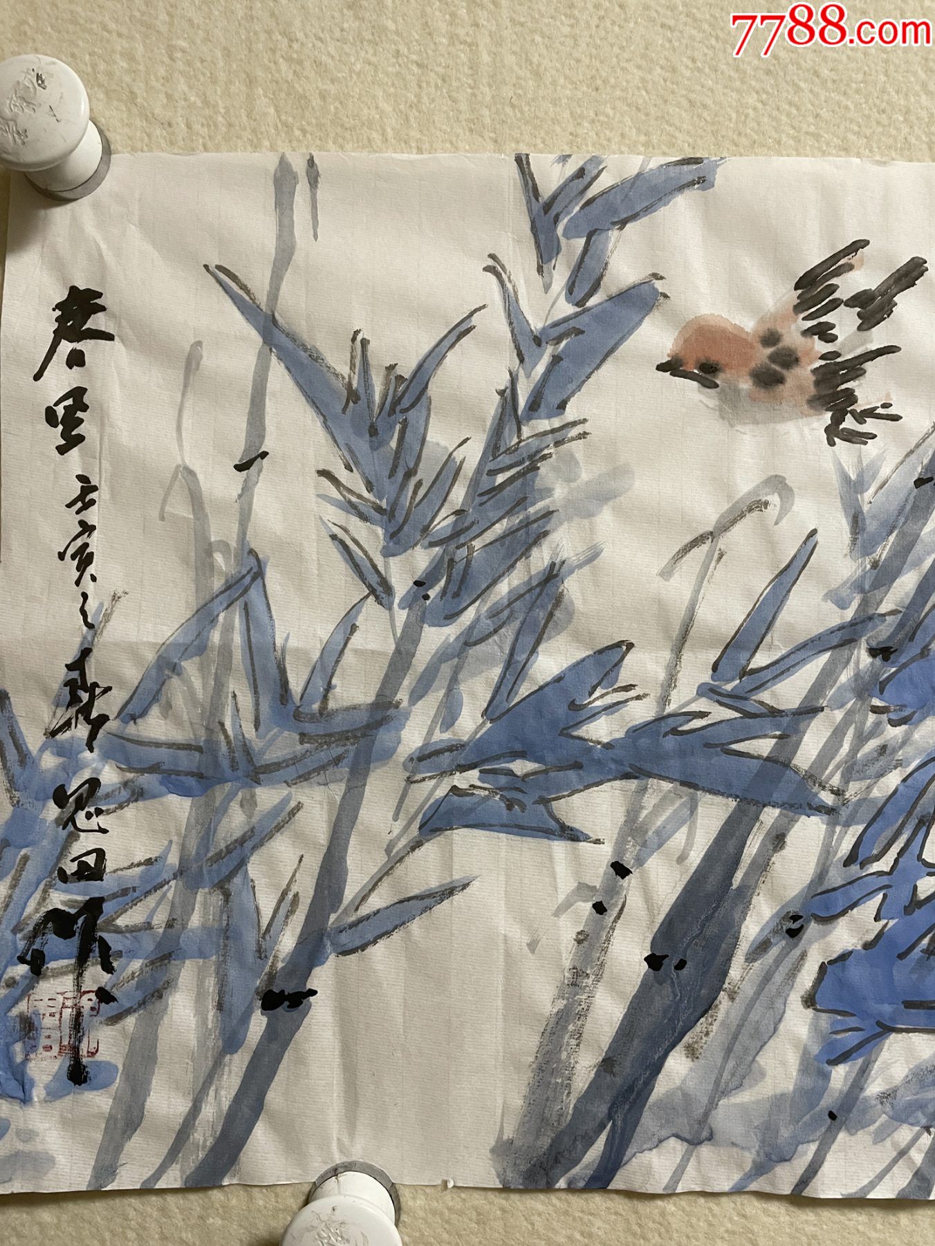 叔父徐培晨花鳥畫條屏竹4《春風》_花鳥國畫原作_第4張_7788瓷器