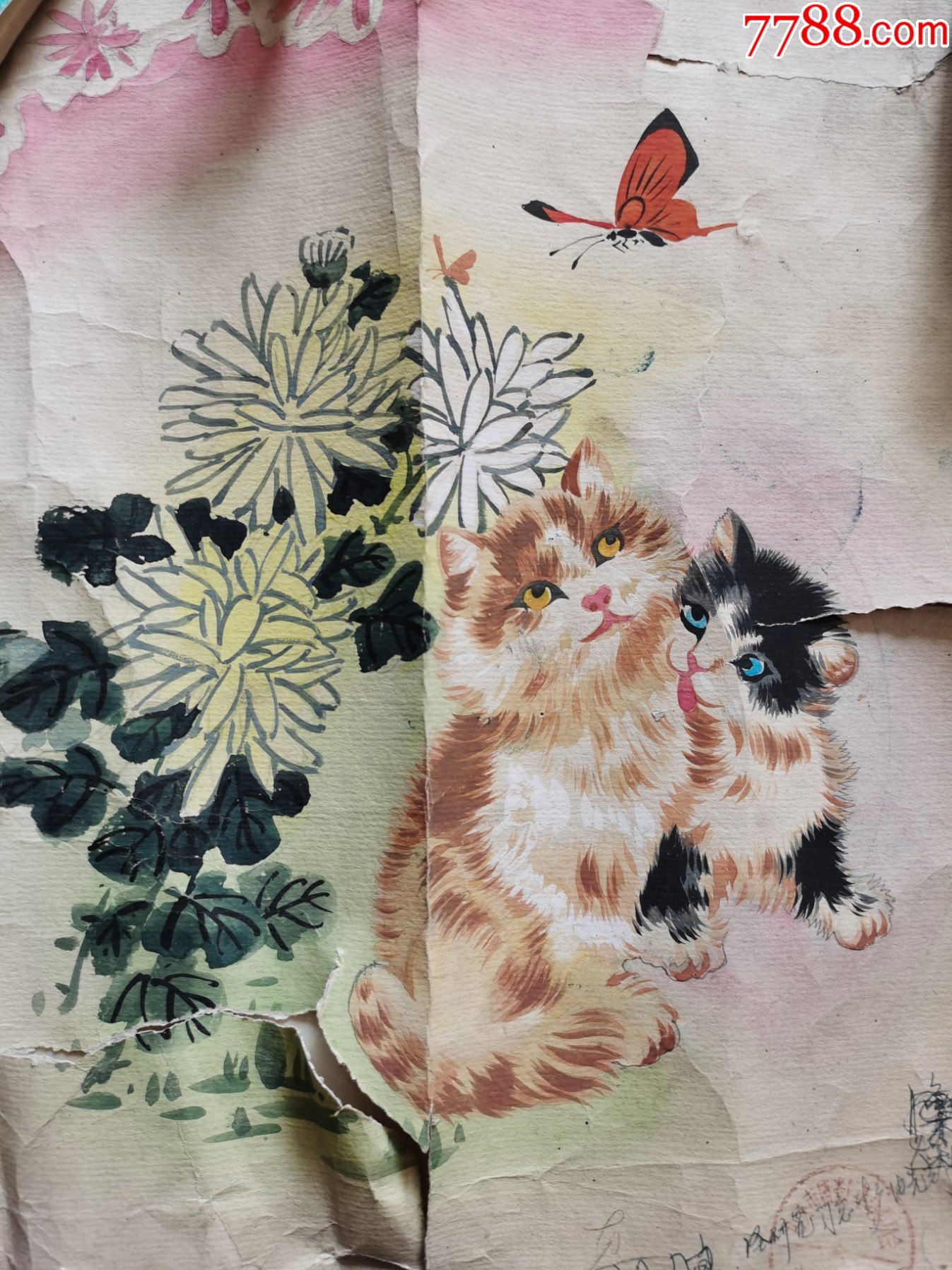 猫蝶牡丹吉祥图