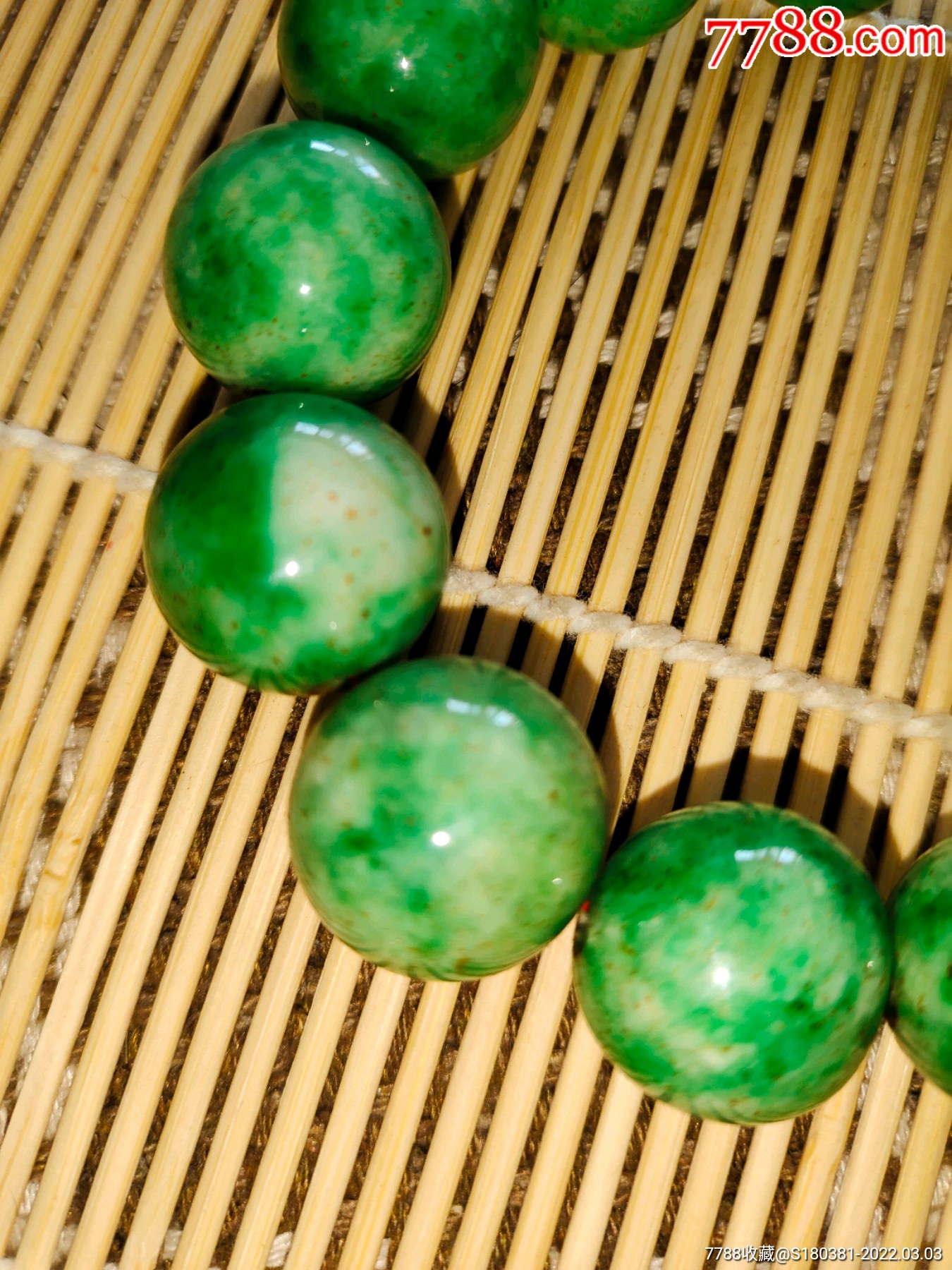 老翡翠圆珠手串手链男女手饰品