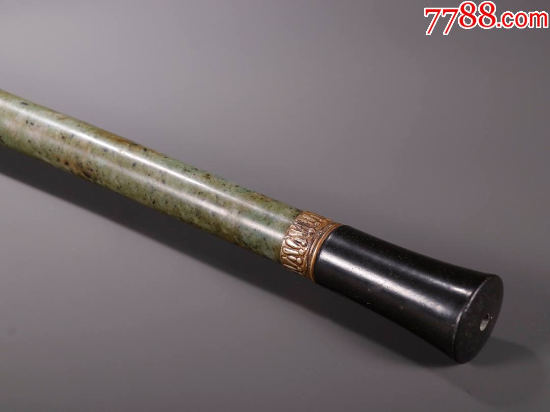 旧藏老翡翠包铜镶紫檀烟枪